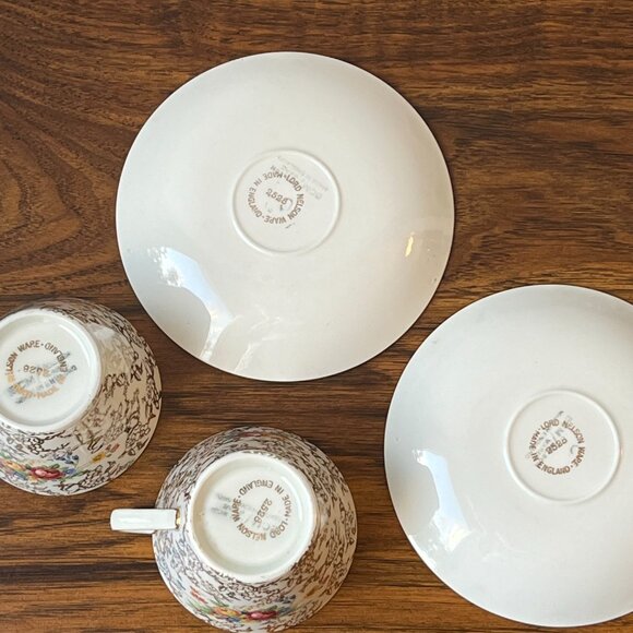 Lord Nelson Ware Ironstone Tea Set 2 Teacups + 2 Saucers 2528 Rose Time - Picture 13 of 15